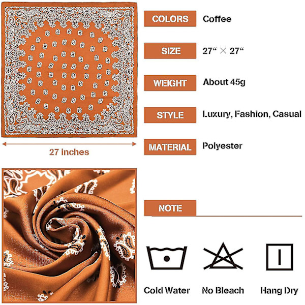 4 stycken 27 tum satin pannband scarfs silkeskänsla bandana boho huvud scarfs för kvinnor flickor (klassiskt mönster)