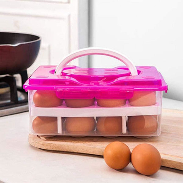 Eggbeholder Oppbevaringsdispenser Holder For 24 Egg Multifunksjonell Boks Transportboks