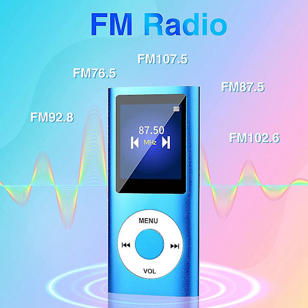 Mp3-soitin Bluetooth 5.0:lla, musiikkisoitin 32 Gt:n TF-kortilla, FM-radiolla, kuulokkeilla, kannettava HiFi-musiikkisoitin (musta) Black