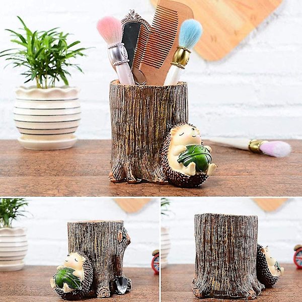 Sød Pindsvin Skrivebords Pen/Blyant Holder Tandbørsteholder Harpiks Skrivebords Organizer