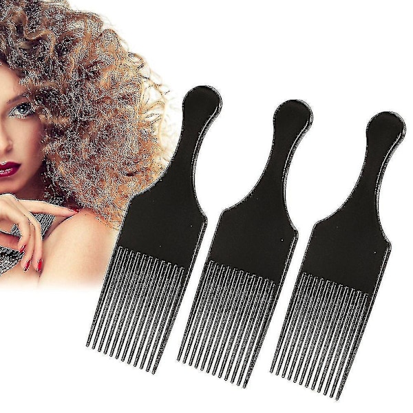 3-delt Afro Kam med Håndtag til Tykt, Krøllet og Langt Hår