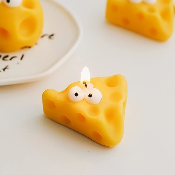 Sød ostformet duftlys, 120 g aroma sojavoks dekorativt lys til bordfotorekvisit Fødselsdagsgave, præfekt til meditation Stressrelief humør Bo