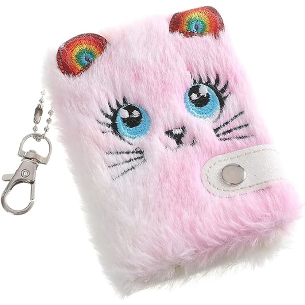 Notesbog Spiral Sød Kat Plys Notesbog Kawaii Vedhæng Nøglering Notesbog Daglig Plan Dagbog Notesblok Kontorartikler (Farve: MC)
