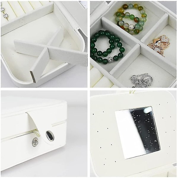 Små Smykkeæsker med Spejl Organiser Rejse Smykke Opbevaringskasse til Ringe Øreringe Halskæde Armbånd Smykke Gaveæske Piger W