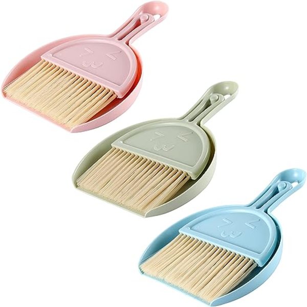 3-pack Mini Hand Sop och Skyffel Set Plast Skrivbords Sopborste och Skyffel Liten Städutrustning med Borste Skyffel för Hem Kökskontor Dator