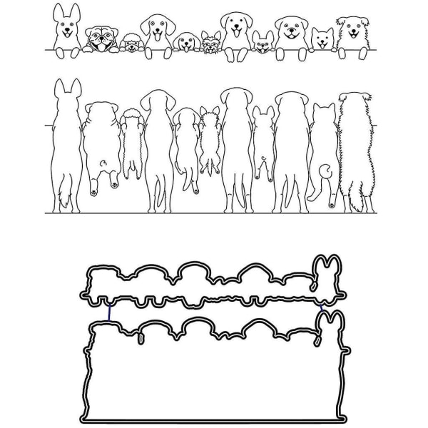 Stående söt hund metallstansar och genomskinliga stämplar för DIY-skrapbok