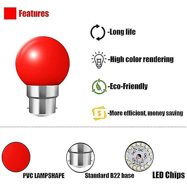 20x B22 bajonettfattning LED färgade glödlampor Mini Globe Golfball glödlampor för utomhus uteplats trädgårdsfest