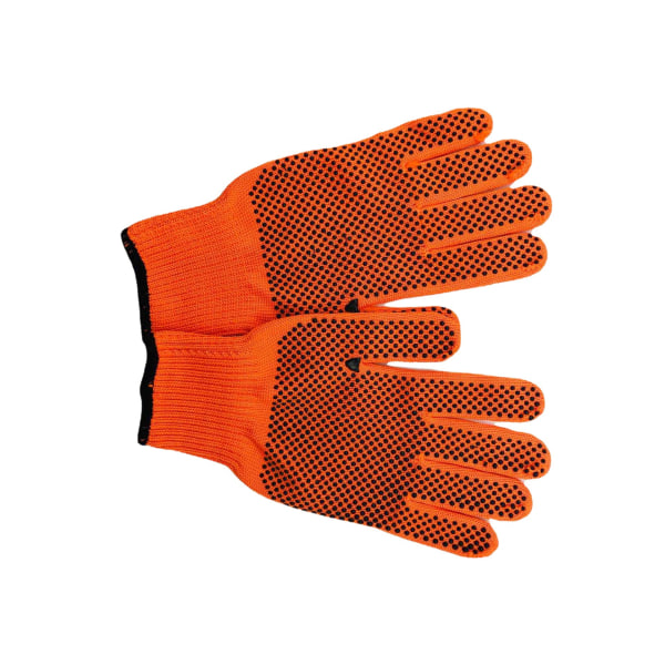 1 pari Unisex One Size Hi-Vis Dot Knit Grip -puutarhahanskat, oranssi