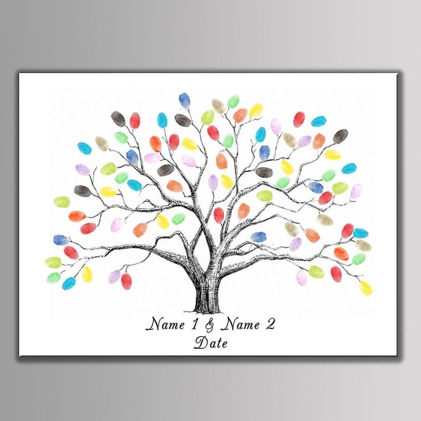 Kreativ Fingeravtrycks-Träd Bröllopssignaturmålning Bröllopsfest DIY Signaturträd Ritning (40 X 60cm)