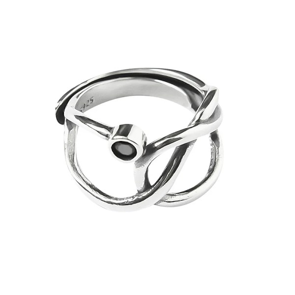 Minimalistisk silverring mode dam kreativ flerskiktad geometrisk kors punkring fest smycken presenter av A Deep R1959