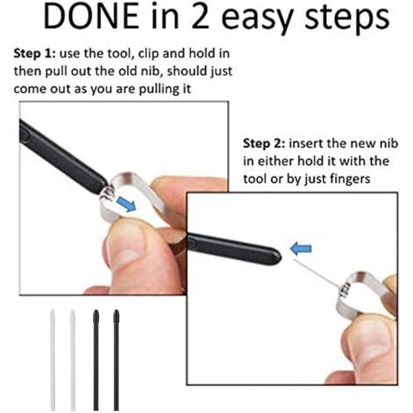 Reservedeler for berøringspenn S Pen Nibs verktøysett S Pen-spisser penn påfyllingsverktøysett for Note 8/9 Tab S3/4 (hvit)