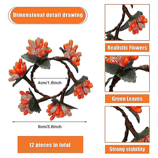 12 stk. Servietringe Blomsterservietring Hs Høst Servietringe Le Ringe Tema Middagsbord Ri