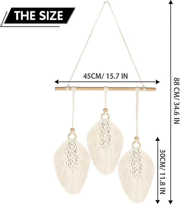 Macrame Boho Deco Chic Väggdekor Tapet Blad Fjäder Tapet Handgjord Hem