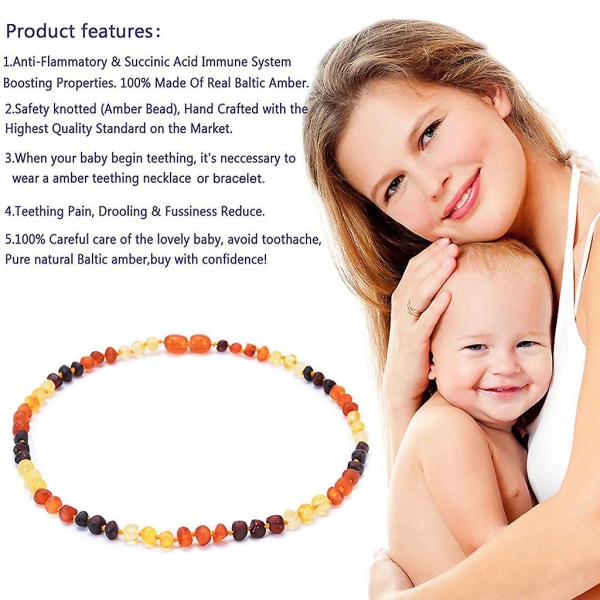 Certifierad Äkta Baltic Amber Tandhalsband Baby Beads Halsband för tänder