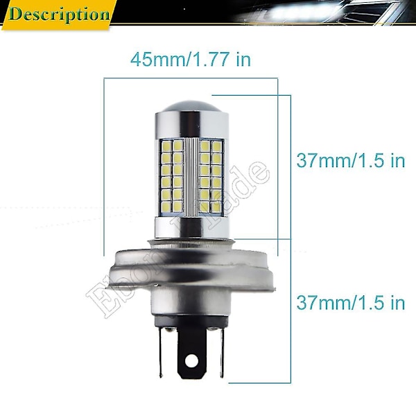 Moottoripyörän P45t R2 66smd LED-ajovalon lamppu korkea/matala säde skootterille mopedille valkoinen 6000k 6v 12v moottoripyörän etuvalolamppu