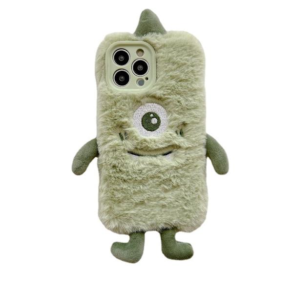 Pehmeä kotelo iPhone 13 Prolle tytöille teini-ikäisille lapsille Kawaii Cartoon 3D Animal Fuzzy Furry Warm Plush Winter Case Soft Silicone Shockproof Protective Cas