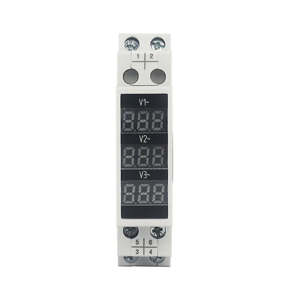 Skinneskinnemontert trefaset spenningsmåler AC 80-500v Mini modulær voltmetermålerindikator LED Digi