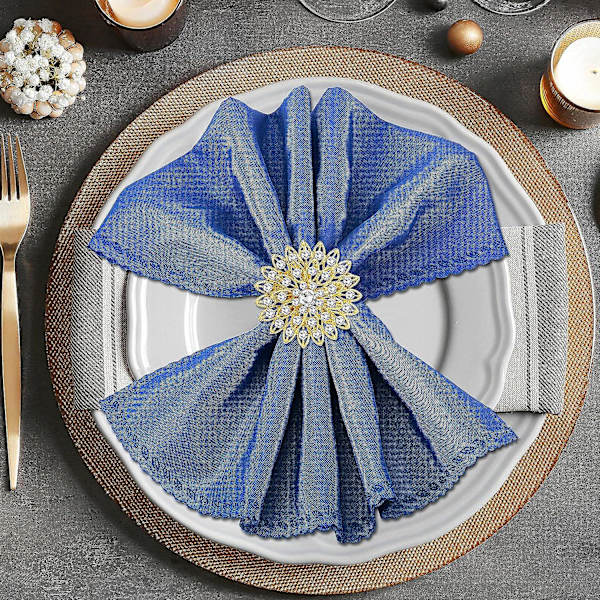 6 stk. Guld Blomsterservietringe Legering Blomster Rhinestone Servietringe Krystal Rhinestone Servietringholder Til Bryllup Fødselsdag Chri