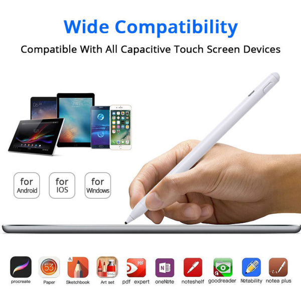 Stylus Pen kosketusnäytölle kapasitiivinen tablettikynä Fine Point ladattava digitaalinen kynä Yhteensopiva Android/iOS/iPhone/iPad/Sams kanssa