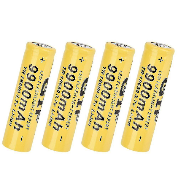 4 stk. lommelygtebatteri Gif 9900mah 18650 genopladeligt batteri gul