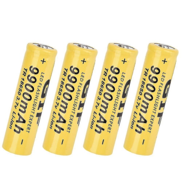 4 stk lommelykt batteri Gif 9900mah 18650 oppladbart batteri gult