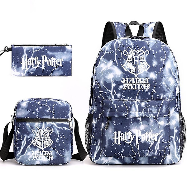 3 st/set Harry Potter Ryggsäck för flickor pojkar axelväska pennväskor tryckt casual skolväska utomhusgåva H12