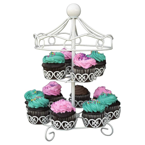 2-lags 12-kopps Cupcake-stativ Holder Display Bryllupskakekopp Displaystativ