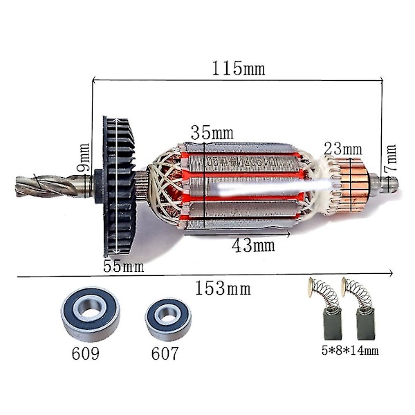 Ac220-240v Gbh 2-24 Ankerrotor Anker Udskiftning Til Gbh2-24 Gbh2-20 Hammer Reservedele 4 Tænder