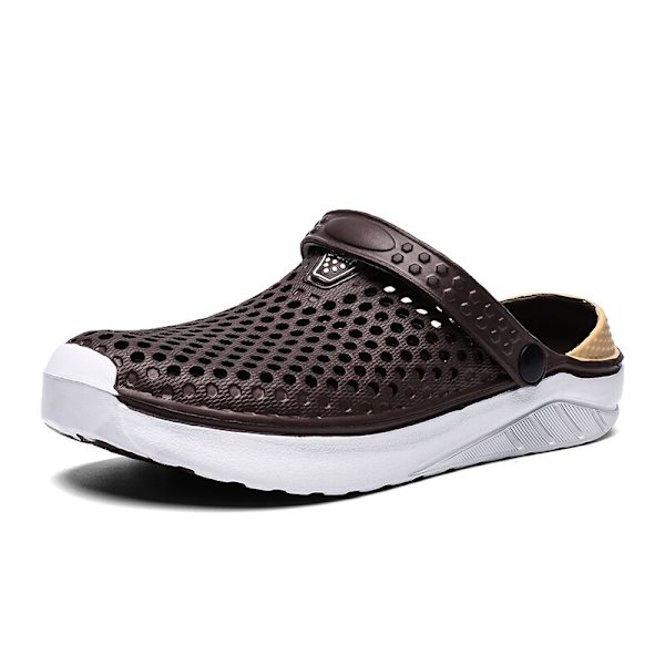 Mote Mote Dame og Herre Strand Sandaler Tykke Såler Sklisikre Tøfler Lett Sommer Flip Flops Hage Sko Coffee 42