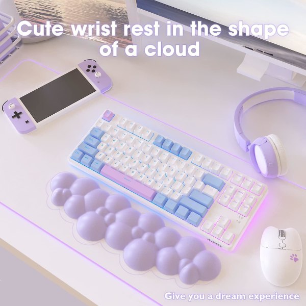 Cloud-soft ergonomisk håndledsstøtte til 100 taster 87 taster 68 taster tastatur Pu materiale skridsikker gummibase memory skum sky-formet Pa