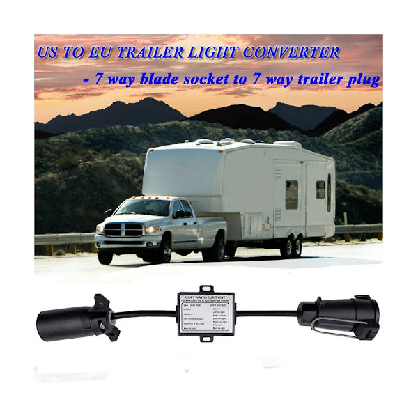 Trailerlysforbindelse USA til EU 7-polet Stikadapter Køretøjsforbindelse Trailerforbindelse Trækstang Trækadapter