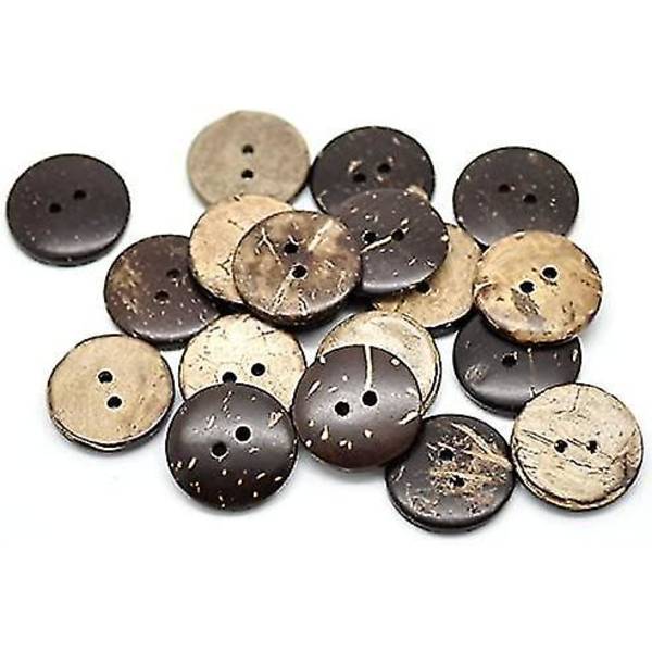 100 stk Naturlige Kokosnøtt Skall To-hulls Knapper Sytilbehør Dekorative Knapper (20mm)