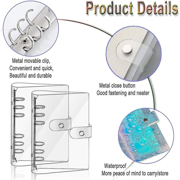 2 st A5 transparent mjuk PVC-anteckningsboksskydd, påfyllningsbar pappers-PVC-pärm, lösblad