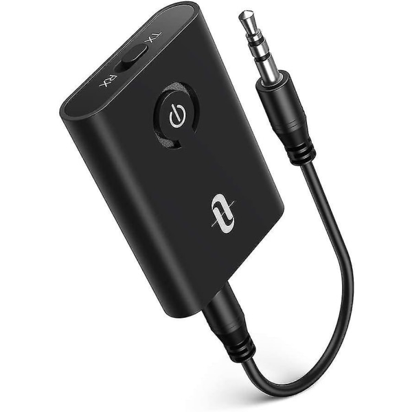 Bluetooth 5.0 sender/mottaker, trådløs 3,5 mm lydadapter (aptx lav latens, 2 enheter samtidig, for TV/hjemmelyd Sy.