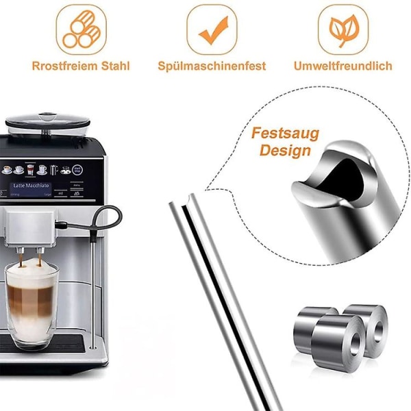 Erstatningslange + Rengjøringsbørste Sett: For Bosch Veroaroma, Siemens Eq.6 Kaffemaskiner (Mørk Grå)