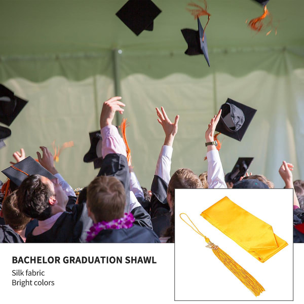 2 stk Bachelor Afgangskjole stjal kvast Plain Graduation Stole For Bachelor Afgangsstuderende (gylden)