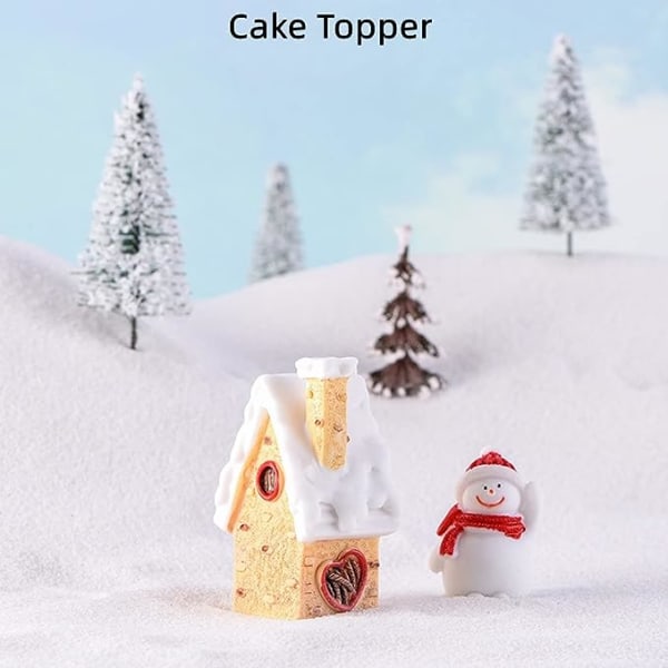 Miniatyr juletrehus fe hagetilbehør, fe hagedekor for juledekorasjon, julefestartikler, tilbehør, 4 stk C