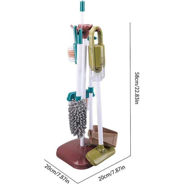 Rengjøringssett for barn, Lekesett for husarbeid, Barnas feie leker inkluderer kost mopp støvbrett børster klut og organisering