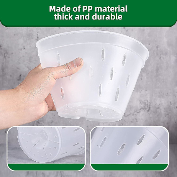 Orkidepotter i klar plast, 5 stk.
