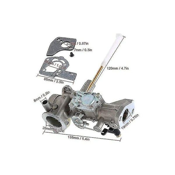 498298 Kaasutin Briggs & Stratton 498298 692784 495951 492611 495426 490533 112202 112212 112231 112232 5hv moottoreille, tiivisteiden ja polttoaineen suodattimien kanssa