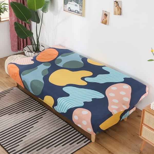 Tryckt futonöverdrag, möbelskydd i polyester, elastiskt stretch-sofföverdrag i polyester, färgstarkt