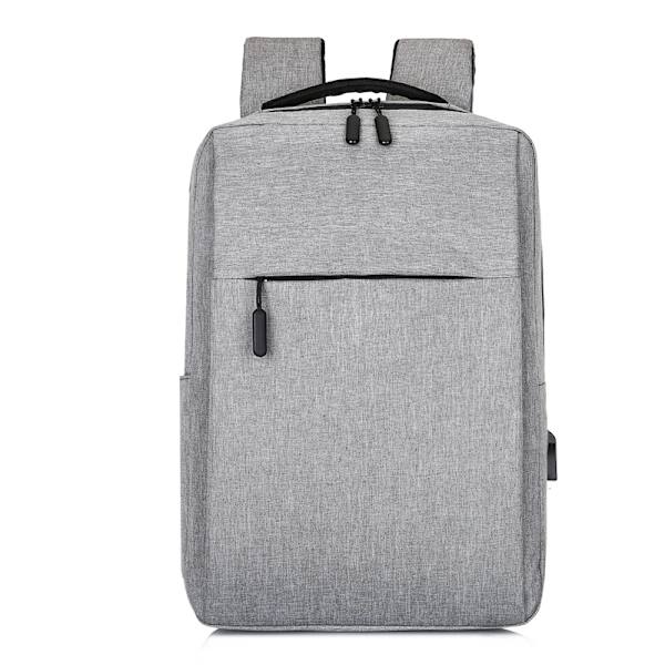 15,6-tommer bærbar computer rygsæk til mænd, nylon skole rygsæk med USB-opladning, vandafvisende gray 33X16X47CM 1377