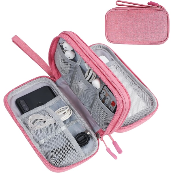 Elektronikk Tilbehør Organizer Bag, Dobbelt Lag Reise Kabel Organizer Bag Pouch Bærbar Vanntett All-in-One Bære Reise B