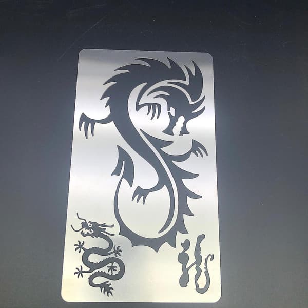 Metal Journal Stencils Dragon Rustfrit Stålskabelon til Maling Træbrænding