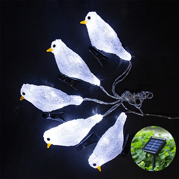 Vattentäta 5 LED Akryl Fågel Girlang Ljussträng Hem Trädgård Fest Dekoration Semester Drivs Landskap Fairy Lamp (Storlek: C)