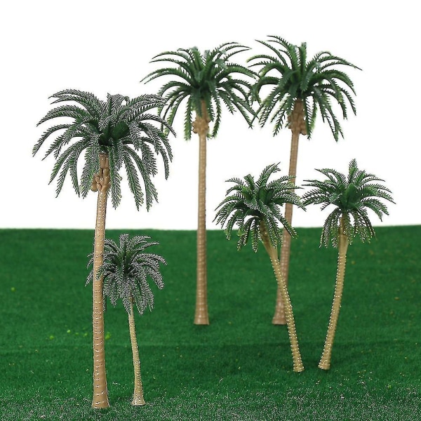15 stk Miniatyr Landskap Layout Modell Plast Palmetrær Tog Kokosnøtt Regnskog Hjem Hage Dekorasjon