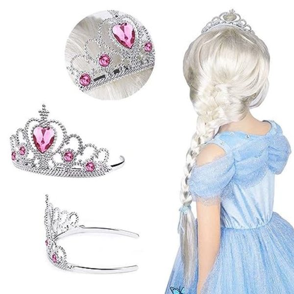 Klæd dig ud Tiara Krone Sæt Prinsesse Kostume Party Tilbehør til Børn/Pige/Småbørn (Alt pink)