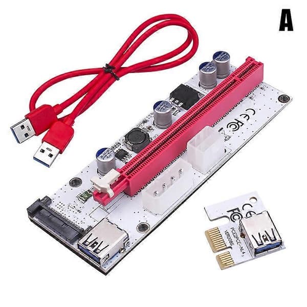 PCI-E PCI Express Riser-kort 1x til 16x USB 3.0 datakabeladapter SATA til 4-pins IDE Molex 6-pins for Bitcoin-utvinning A