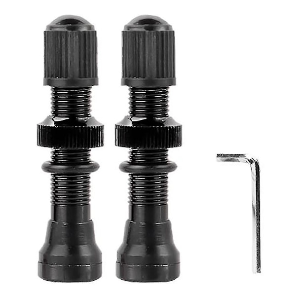 2 stk sykkel Schrader A/V ventiler 40mm for Mtb slangeløse felger, svart