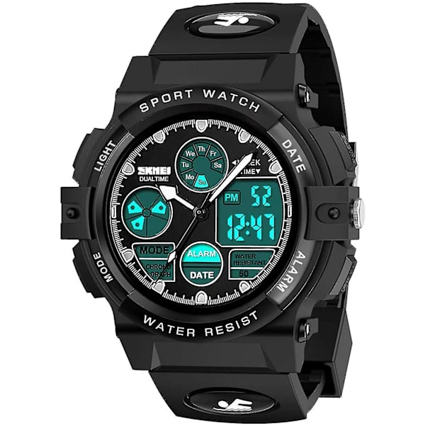 Barn Digital Sport Watch, Pojkar Flickor Vattentät Sport Utomhusklockor Barn Casual Elektroniska Analog Quartz Armbandsur med